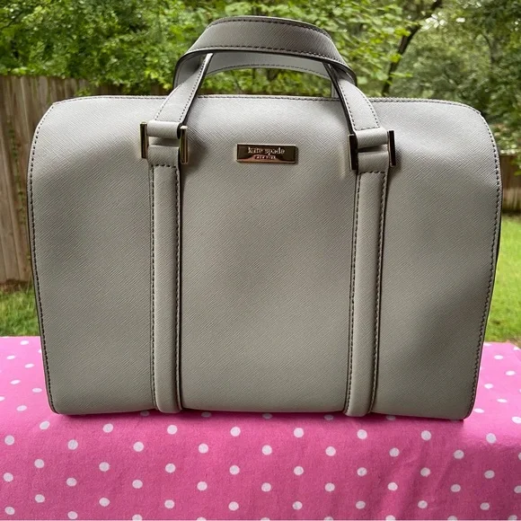 Kate Spade Light Smoke Gray Leather Structured Newbury Lane Satchel NWT - Picture 4 of 17